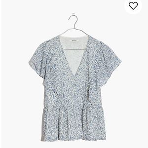 Madewell Georgette Ruffle-Sleeve Peplum Top